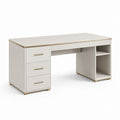 Scrivania tradizionale bianca in MDF rettangolare con 3 cassetti e vani a giorno 140 x 60 x 75 cm
