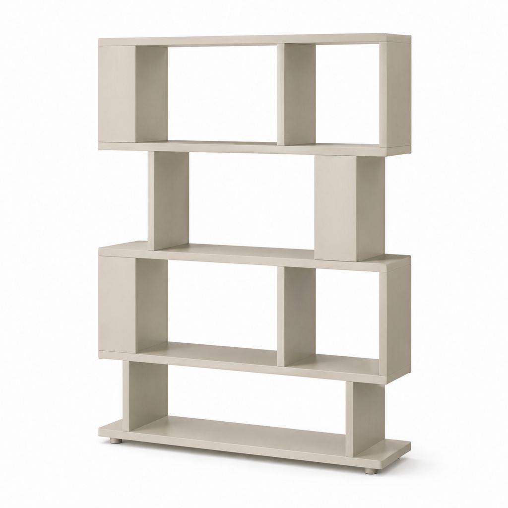 Libreria a giorno bianco avorio in MDF rettangolare a 4 ripiani 120 x 30 x 180 cm