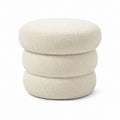 Pouf poggiapiedi rotondo avorio in poliestere bouclé Ø 45 x H 45 cm