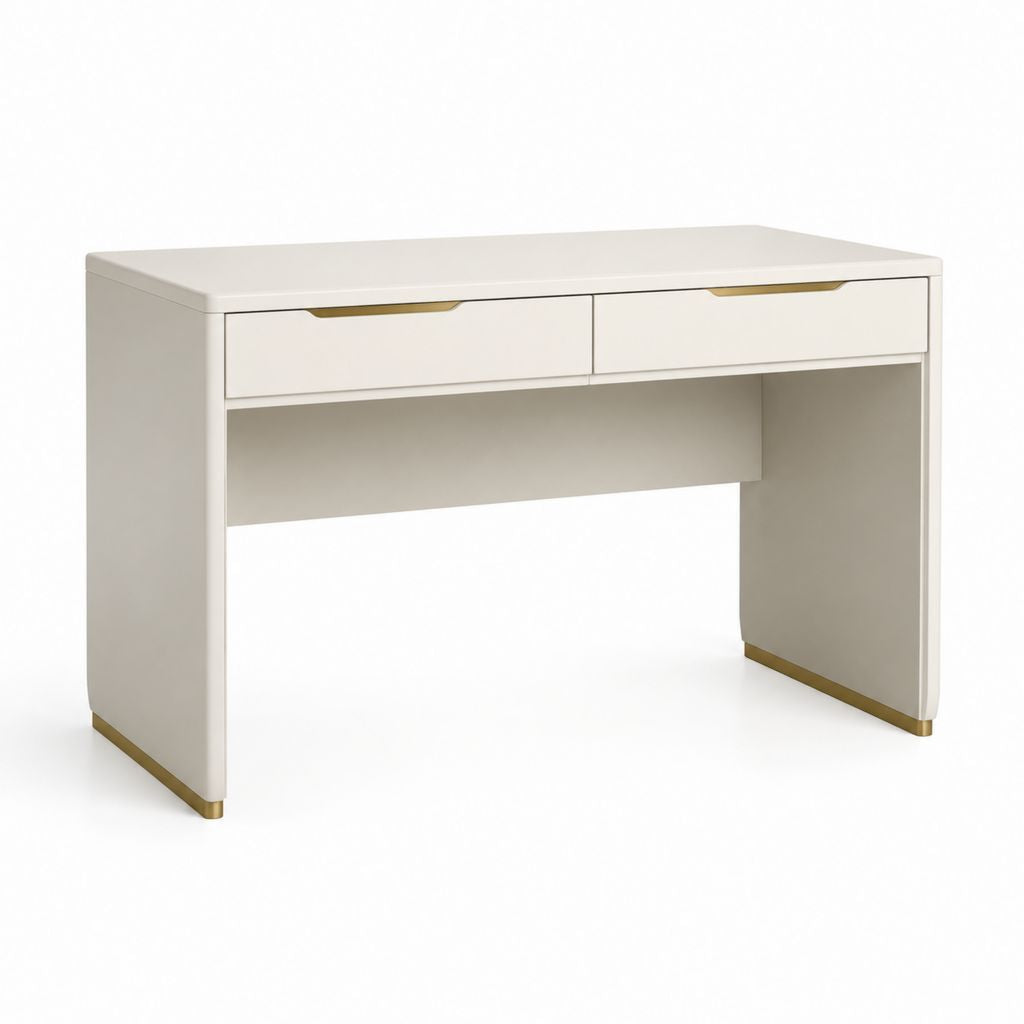 Scrivania rettangolare bianca in MDF laminato con 2 cassetti 120 x 60 x 75 cm