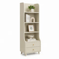 Libreria verticale con 2 cassetti beige in MDF 60 x 35 x 180 cm