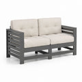 Divano da giardino 2 posti grigio in legno massello di pino con cuscini rettangolare 127.5 x 63.5 x 62.5 cm
