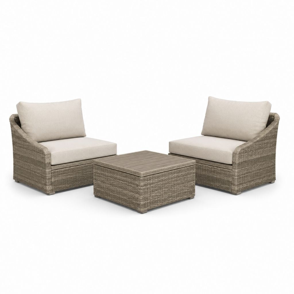 Set da giardino 2 poltrone e tavolino quadrato grigio tortora in rattan PE poltrone 82 x 80 x 78 cm tavolino 75 x 75 x 42 cm