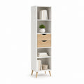 Libreria a colonna bianca con 2 cassetti rovere in pannello truciolare 50 x 35 x 180 cm