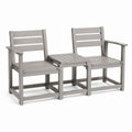 Set 2 poltrone da giardino con tavolino rettangolare grigio in legno massello di acacia 159 x 65 x 92 cm