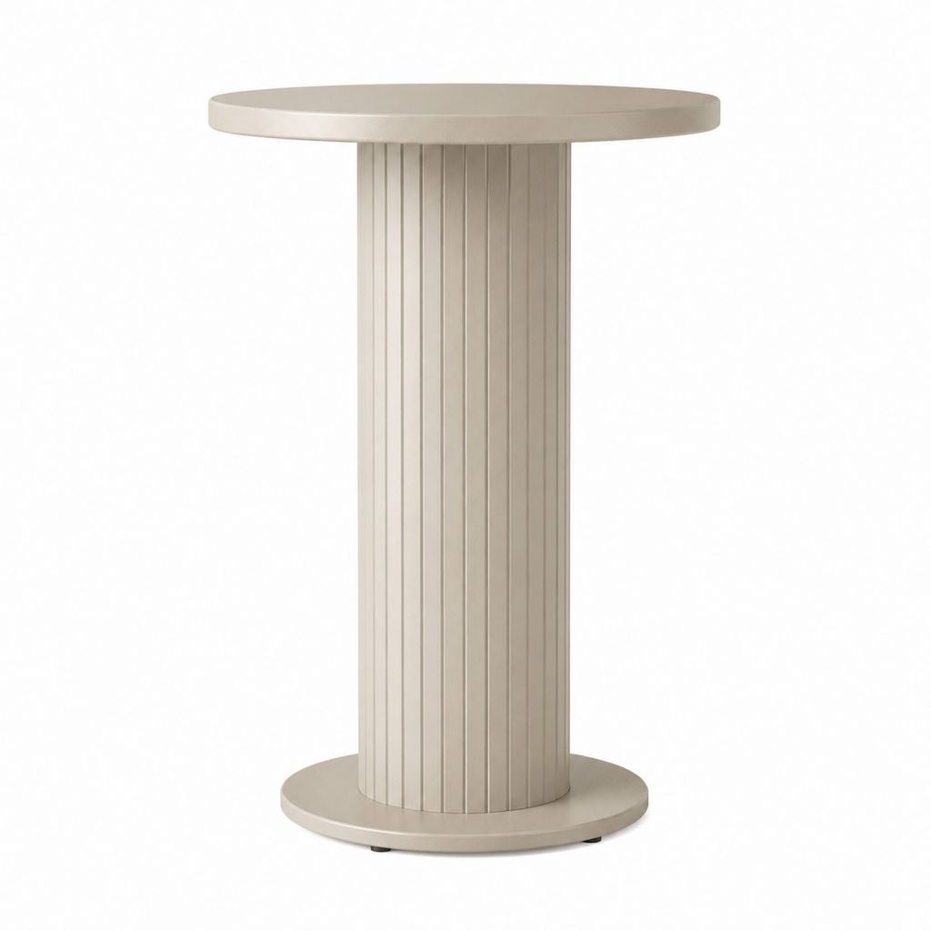 Tavolo da bar rotondo beige in MDF scanalato Ø70 x H105 cm