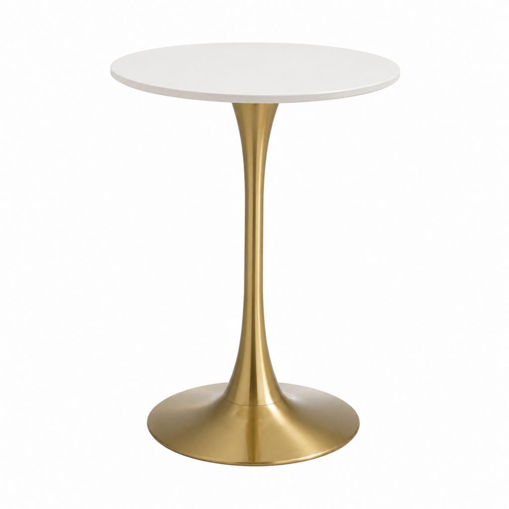 Tavolo da bar rotondo bianco e oro in MDF e acciaio Ø 60 x H 105 cm