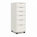 Cassettiera da ufficio a 6 cassetti con ruote bianca in MDF rettangolare 45 x 40 x 120 cm