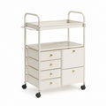 Cassettiera da ufficio con ruote avorio in acciaio al carbonio 60 x 35 x 95 cm con 6 cassetti