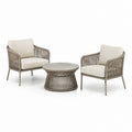Set da giardino 2 poltrone e tavolino rotondo beige in alluminio e corda PP 70 x 75 x 76 cm