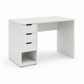 Scrivania tradizionale bianca in pannello truciolare rettangolare con 3 cassetti 105 x 50 x 75 cm